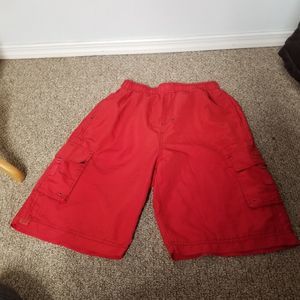 Red Pacific mens medium swim summer shorts cargo pockets